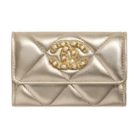 CHANEL 19Bag Lambskin Card Holder Women's Gold