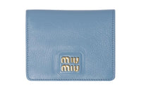 MIU MIU Leather Wallet Trumpets Women's Blue