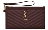 SAINT LAURENT Monogram Calfskin Clutch Large Size Women's Brown