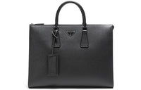 PRADA Cow Leather Briefcases Men's Black