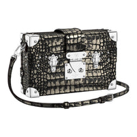 LOUIS VUITTON High-Gloss Alligator Leather Shoulder Bag Crossbody Bag Regular Women's Silver Black