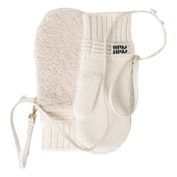 MIU MIU Wool Knit Gloves Unisex White