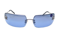 CHANEL Irregular Shape Sunglasses Women's Silver