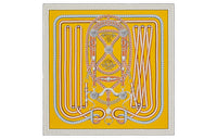 HERMES Shawls Women's Gold/White/Sky Blue
