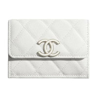 CHANEL Cow Leather Wallet Unisex White