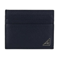 PRADA Calfskin Card Holder Men's Dark Blue