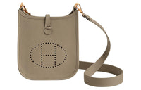 HERMES Evelyne Clemence Leather Shoulder Bag Crossbody Bag Mini Women's Malafa Beige