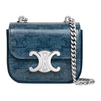 CELINE Triomphe Calfskin Shoulder Bag Women's Denim Blue