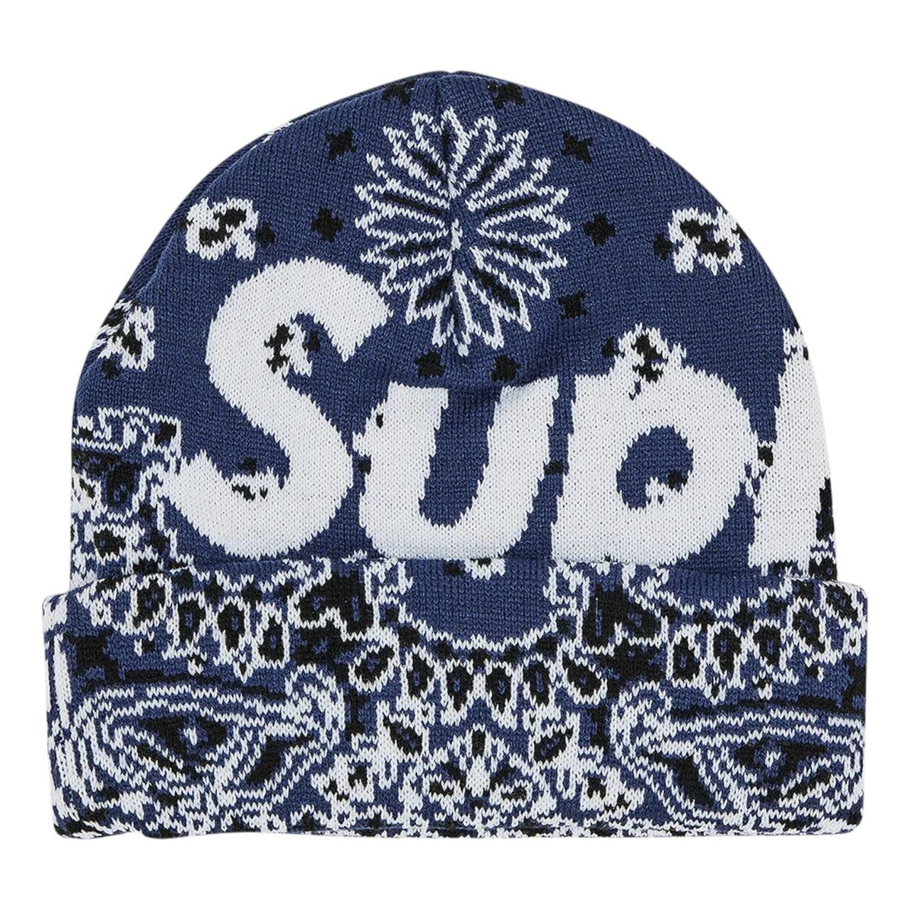 Supreme Bandana Big Logo Beanie 'Navy' FW24BN61-NAVY