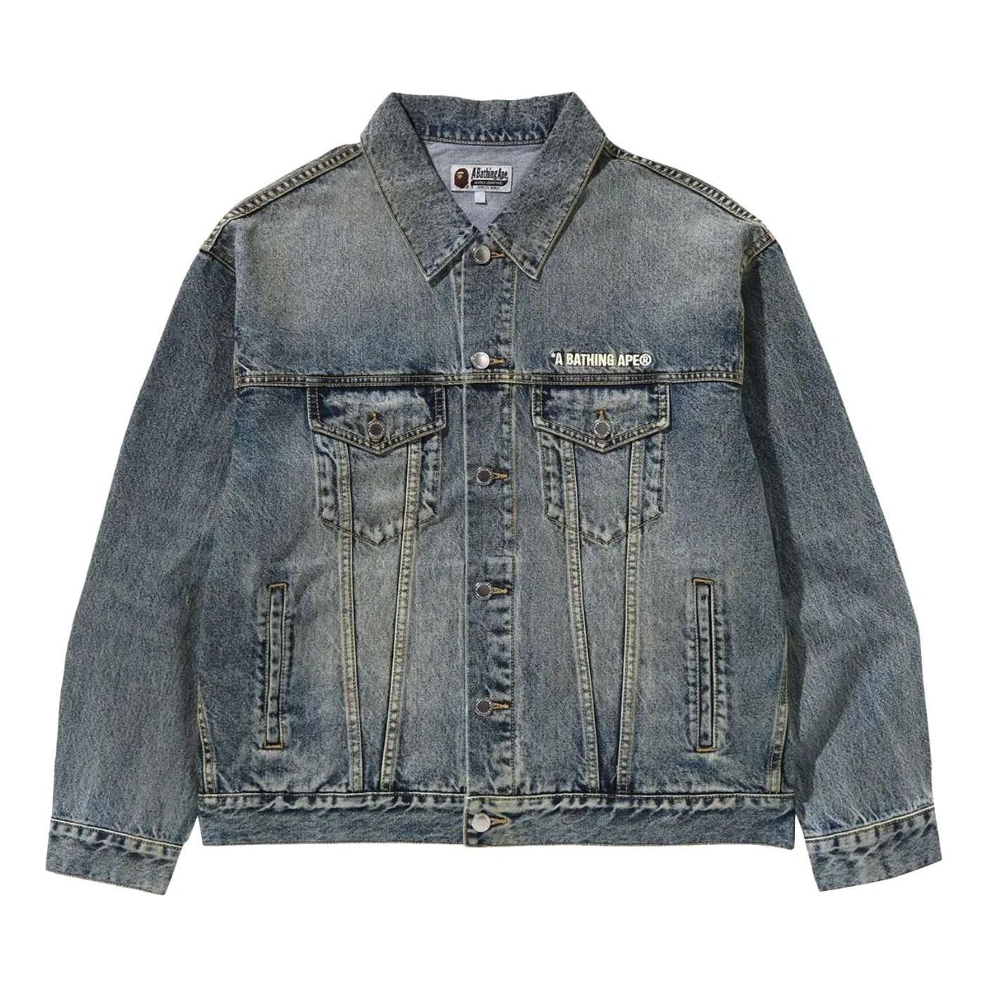 A Bathing Ape Distressed Denim Trucker Jacket 'Light Indigo' 1K80-140-308-LIGHT-INDIGO