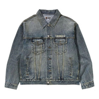 A Bathing Ape Distressed Denim Trucker Jacket 'Light Indigo' 1K80-140-308-LIGHT-INDIGO