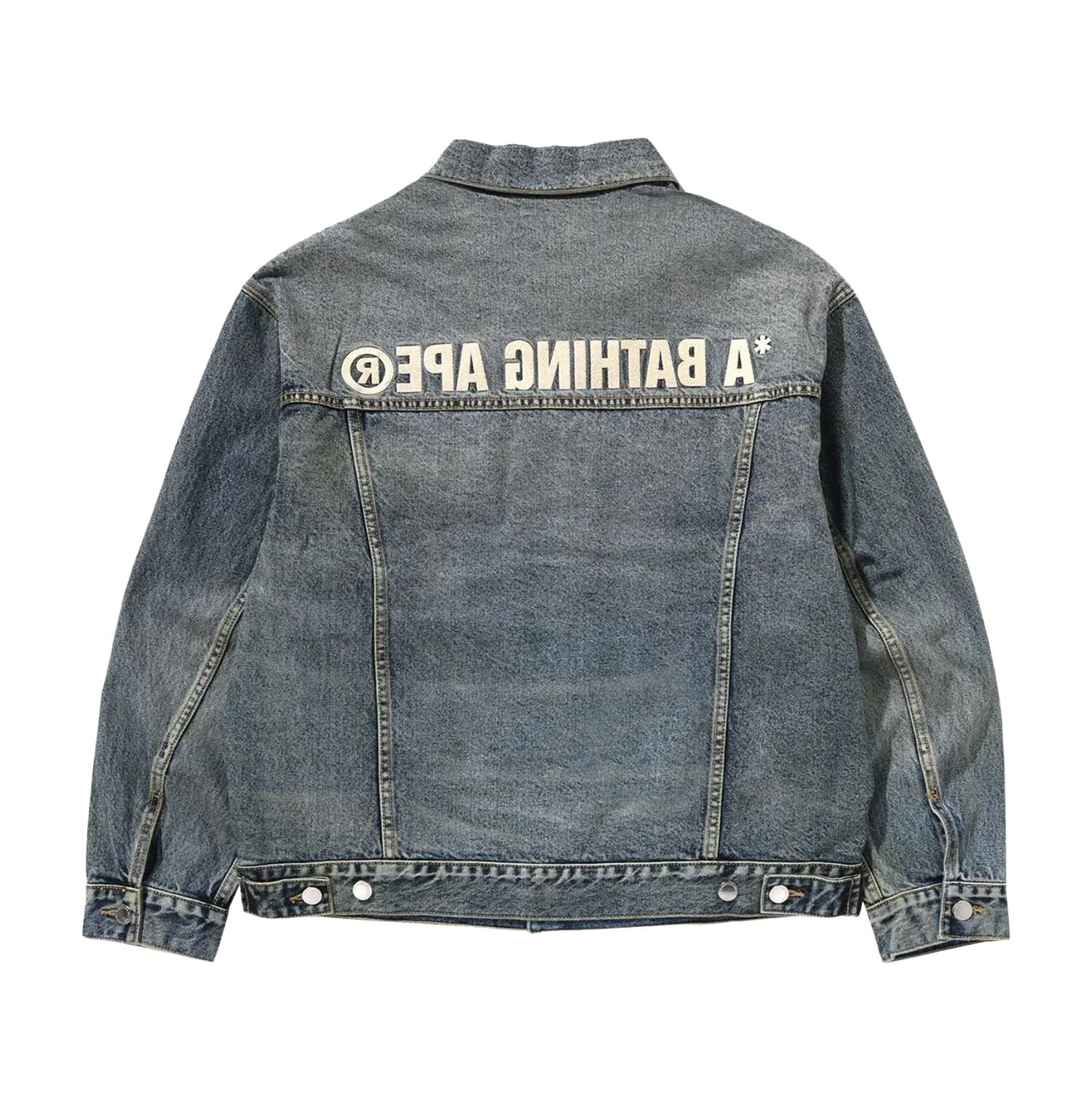 A Bathing Ape Distressed Denim Trucker Jacket 'Light Indigo' 1K80-140-308-LIGHT-INDIGO