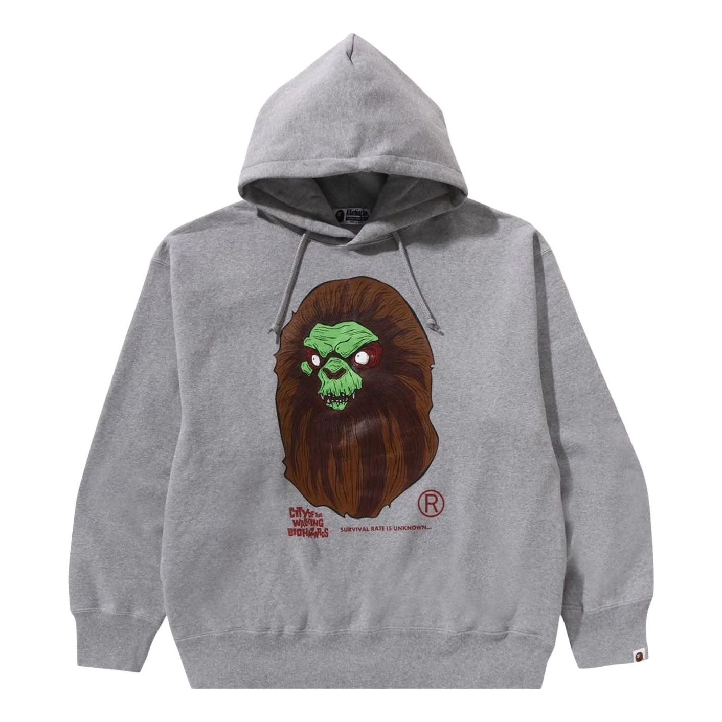A Bathing Ape Horror Mad Face Relaxed Fit Pullover Hoodie 'Grey' 1K70-114-003-GRY