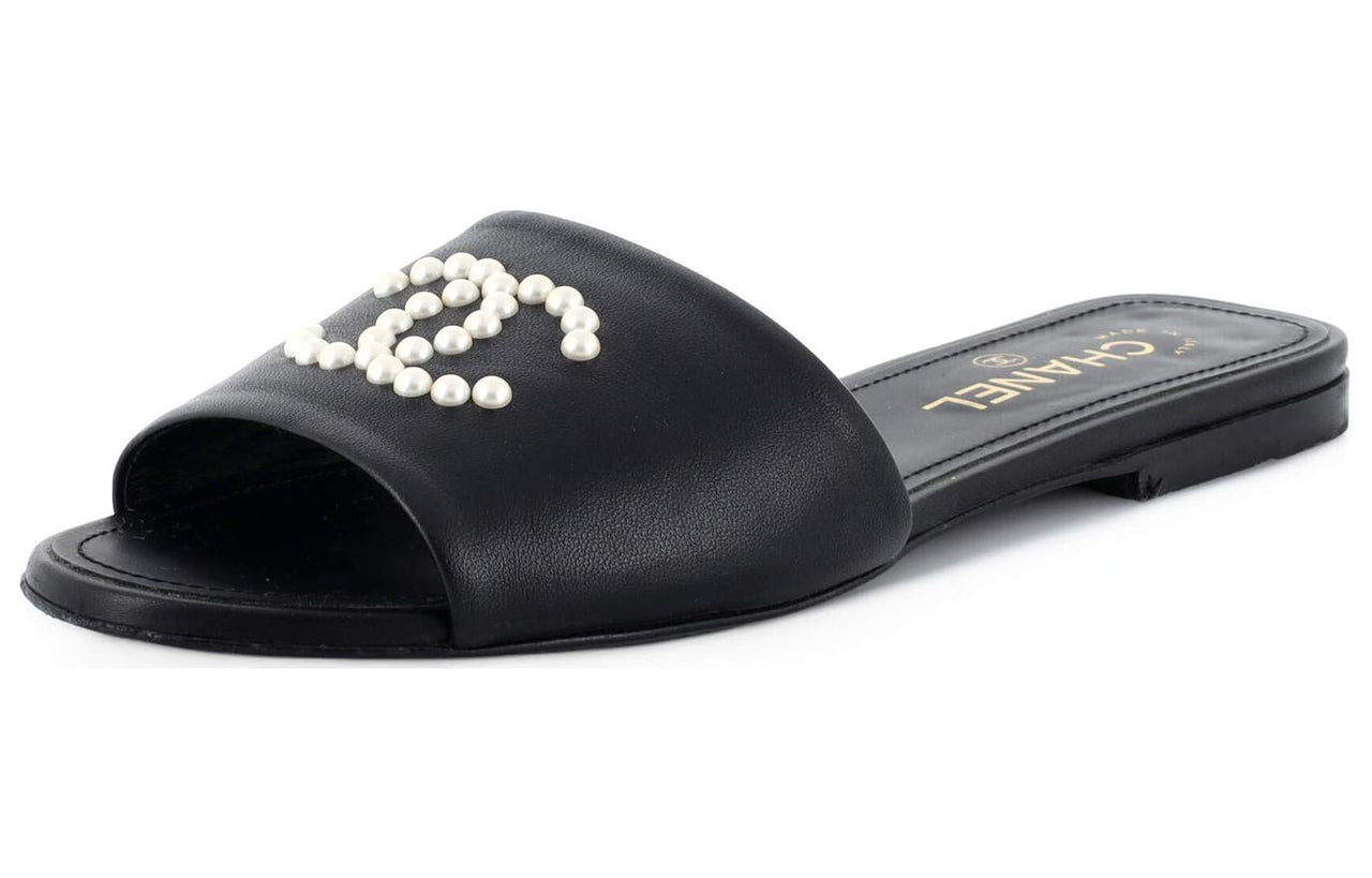 CHANEL Slip Resistant Slide Slippers Women's Black