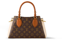 LOUIS VUITTON Canvas Cow Leather Patchwork Shoulder Bag Crossbody Bag Handbag Small Size Women's Brown/White