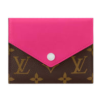 LOUIS VUITTON Victorine Coated Canvas Cow Leather Patchwork Trim Victoria Wallet Women's Rose Red & Brown