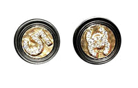 CHANEL Stud Earrings Women's Black Gold