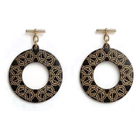 HERMES Buffalo Horn Earrings Women's Brown