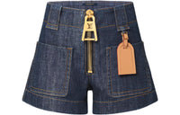 LOUIS VUITTON Xxl Zipper Denim Mini Shorts