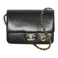 CHANEL Calfskin Shoulder Bag Mini Women's Black