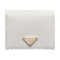 PRADA Saffiano Leather Wallet Trumpets Women's White