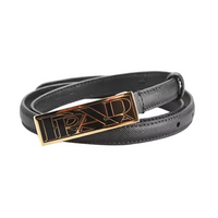 PRADA Cow Leather Belts Women's Black Width 1.4CM