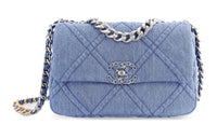 CHANEL 19Bag Denim Mouth Cover Bag Crossbody Bag Regular Unisex Light