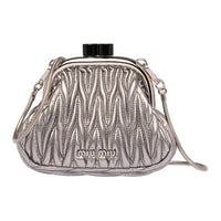 MIU MIU BELLE Leather Handbag Shoulder Bag Mini Women's Silver