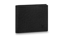 LOUIS VUITTON Taiga Leather Patchwork With Cow Leather Card Holder Wallet Men's Black