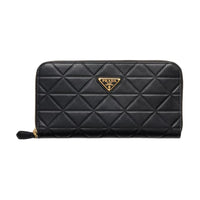 PRADA Leather Wallet Large Size Women's Black