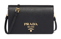 PRADA Leather Handheld Crossbody Bag Shoulder Bag Women's Black