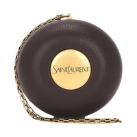 SAINT LAURENT Grain Leather Earphone Case Women's Brown