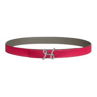 HERMES Calfskin Leather Belts Women's Red Width 2.4CM