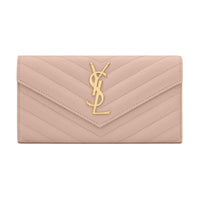 SAINT LAURENT Calfskin Wallet Large Size Women's Light Pink