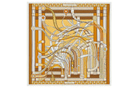 HERMES Silk Scarves Women's Beige Yellow