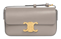 CELINE Triomphe Arc De Triomphe Shiny Cow Leather Shoulder Bag Handbag Shoulder Bag Women's Pebble Gray