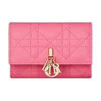 DIOR Sheepskin Wallet Women's Candy Pink