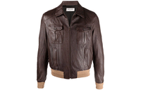SAINT LAURENT Leather Jackets Men Umber