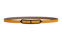 HERMES Roulis Leather Belts Women's Amber Yellow/elephant Gray