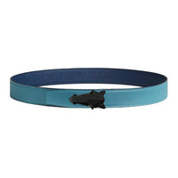 HERMES Calfskin Leather Belts Men's Blue Width: 3.2CM