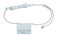 CHANEL Sheepskin Fanny Pack Mini Women's Light Blue