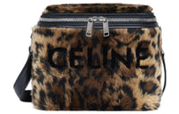 CELINE Fabric With Cow Leather Patchwork Trim Box Bag Crossbody Bag Shoulder Bag Men's Leopard