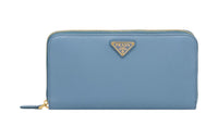 PRADA Saffiano Leather Wallet Large Size Women's Interstellar Blue