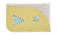 HERMES Mysore Goat Skin Card Holder Women's Mushroom/Lemon Wine/Wind-Blown Blue
