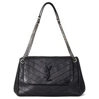 SAINT LAURENT Lambskin Shoulder Bag Crossbody Bag Medium Size Women's Black