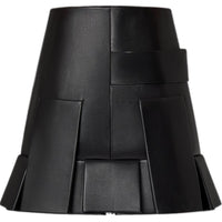 LOUIS VUITTON Leather Button Tab Pleat Skirt