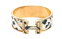 HERMES Enamel Gold-Plated Bangles Women's Multicolor