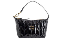 MIU MIU Shiny Patent Leather Sheepskin Handbag Regular Women's Black