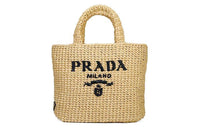 PRADA Raffia Handbag Women's Beige
