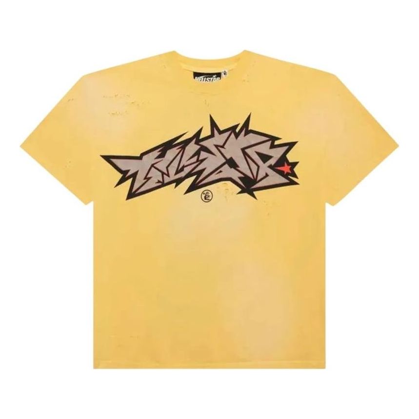 Hellstar Crack Print T-Shirt 'Yellow' 9357-100000103CPTS-YELLOW
